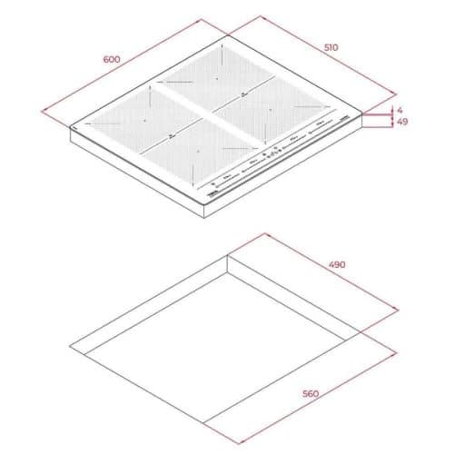 Kích thước của Bếp từ Teka IZF 64600 MSP BK