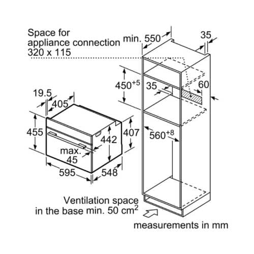 Lò nướng kèm vi sóng Bosch CMG633BB1 6 Kích thước lò nướng kèm vi sóng Bosch CMG633BB1