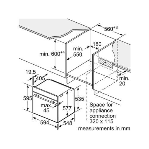 Kích thước lò nướng Bosch HBG655BS1