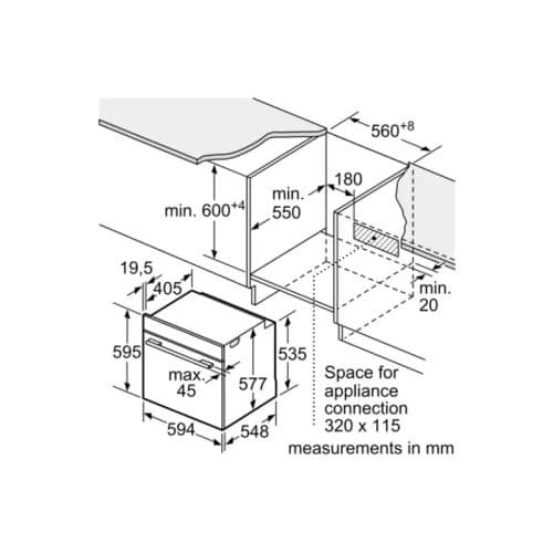 Kích thước lò nướng Bosch HBG655BS1M