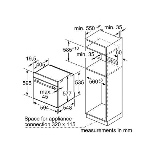 Kích thước lò nướng Bosch HBG6764S6B