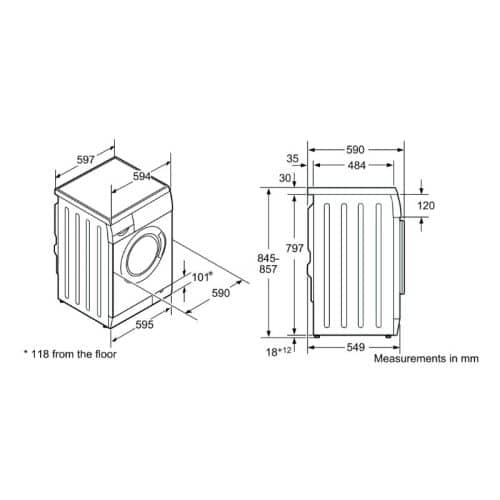 Kích thước máy giặt Bosch WAE18161SG