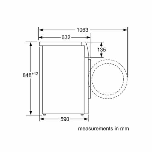 Kích thước máy giặt quần áo Bosch WAJ20180SG