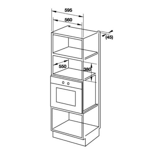 Kích thước Lò vi sóng kết hợp nướng âm tủ Hafele HM-B38C 538.01.111