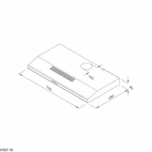 Kích thước máy hút khử mùi classic MALLOCA H107W