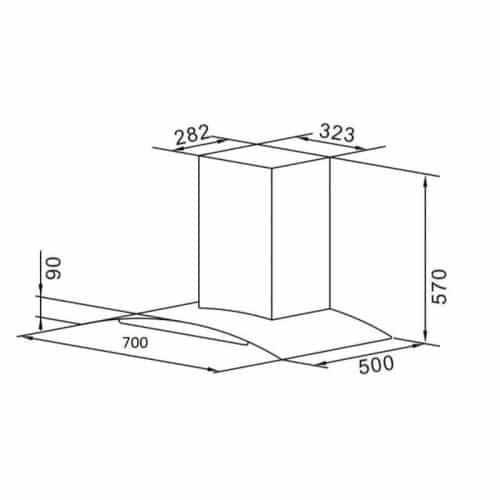 Kích thước của Máy hút mùi Chefs EH R506E7S