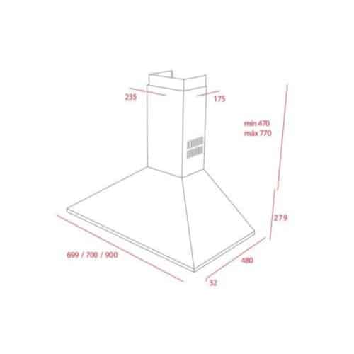 Kích thước của Máy hút mùi TEKA DBB-70
