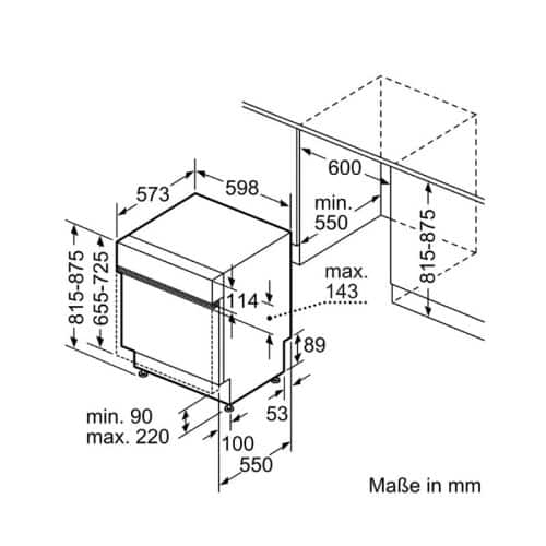 kích thước của Máy rửa bát Bosch SMI4ECS14E serie 4