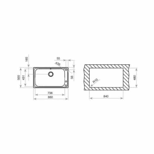 Kích thước của Chậu Teka BAHIA 1B PLUS