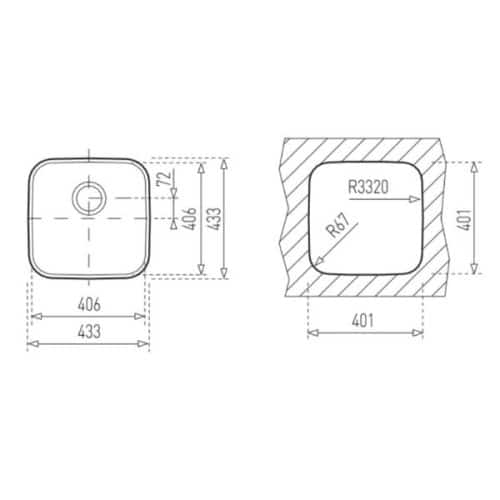 Kích thước của Chậu Teka BE 40.40