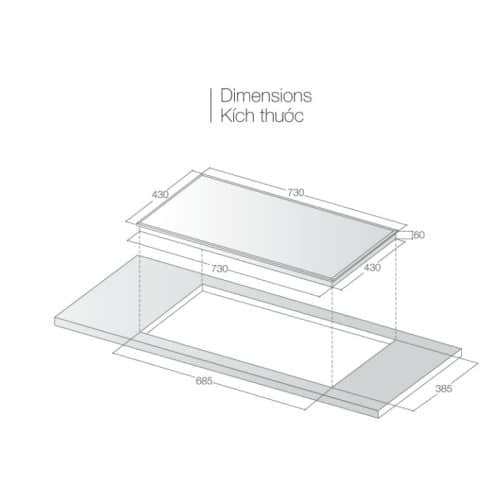Kích thước Bếp từ đôi Lorca TA-1008C
