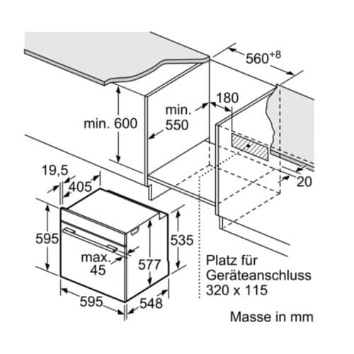 Kích thước lò nướng Bosch HBG675BB1