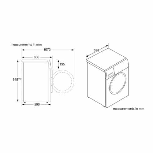 Kích thước máy giặt quần áo Bosch WNA254U0SG