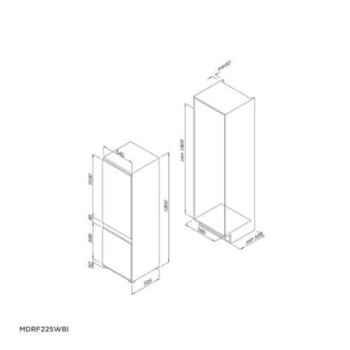Kích thước của Tủ lạnh Malloca MDRF225WBI