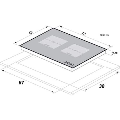 Kích thước của Bếp từ đôi Spelier SPE IC 1188 EG