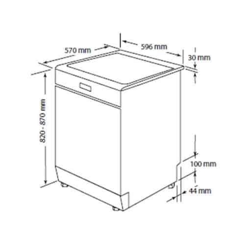 Kích thước máy rửa chén bát độc lập Hafele HDW F60C 533.23.200