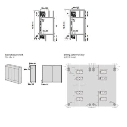 Bộ phụ kiện cho 1 cặp cửa trượt xếp Hafele 401.30.009 3 Bộ phụ kiện cho 1 cặp cửa trượt xếp Hafele 401.30.009
