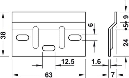Đế gắn tường cho bas treo tủ Hafele 290.08.920 3 Kích thước của Đế gắn tường cho bas treo tủ Hafele 290.08.920