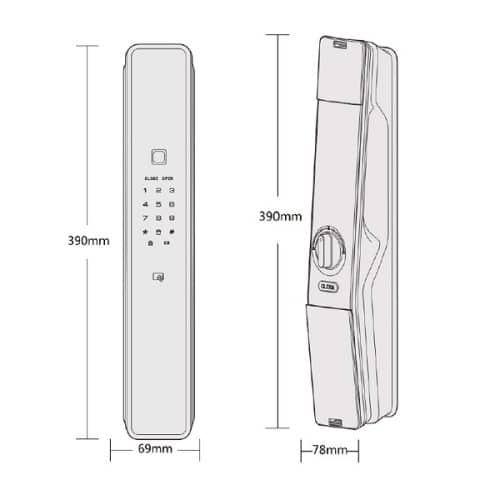 Kích thước của Khóa điện tử Hafele PP9000 912.05.692