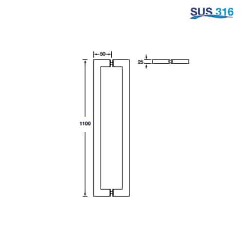 Tay nắm kéo dạng vuông Hafele 903.02.030 3 Kích thước của Tay nắm kéo dạng vuông Hafele 903.02.030