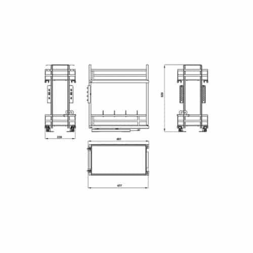 Kích thước Bộ rổ gia vị Hafele Omero 549.20.823 300mm