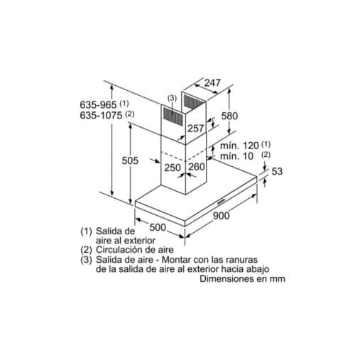 Kích thước máy hút mùi treo tường Bosch DWB97FM50