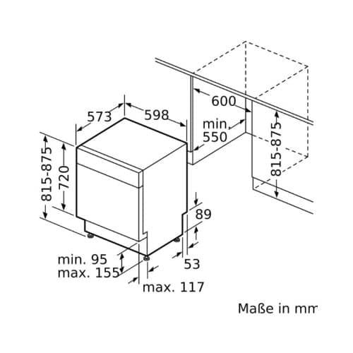 Kích thước máy rửa bát Bosch SMU6ZCS49E Serie 6