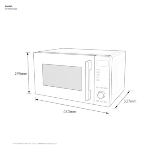 kích thước lò vi sóng mini 23L Electrolux EMM23D22B