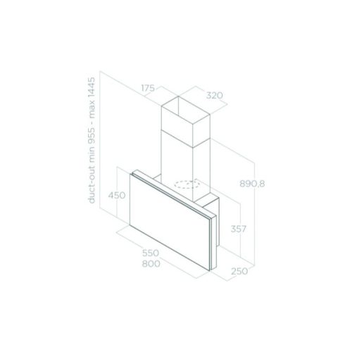 Kích thước máy hút mùi áp tường Elica PLAT BL/F/80 PRF0164874