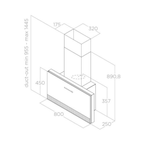 Máy hút mùi áp tường Elica SUPER PLAT GR/F/80 PRF0165017 6 Kích thước máy hút mùi áp tường Elica SUPER PLAT GR/F/80 PRF0165017