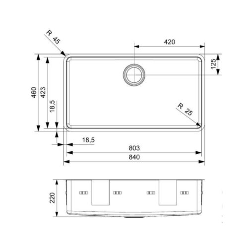 Chậu rửa bát inox 1 hố Reginox OHIO HMH.R32688 4 Thiết kế của chậu rửa bát inox 1 hố Reginox OHIO HMH.R32688